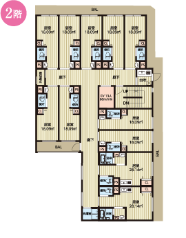 フロア2階間取り図