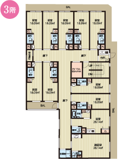 フロア3階間取り図